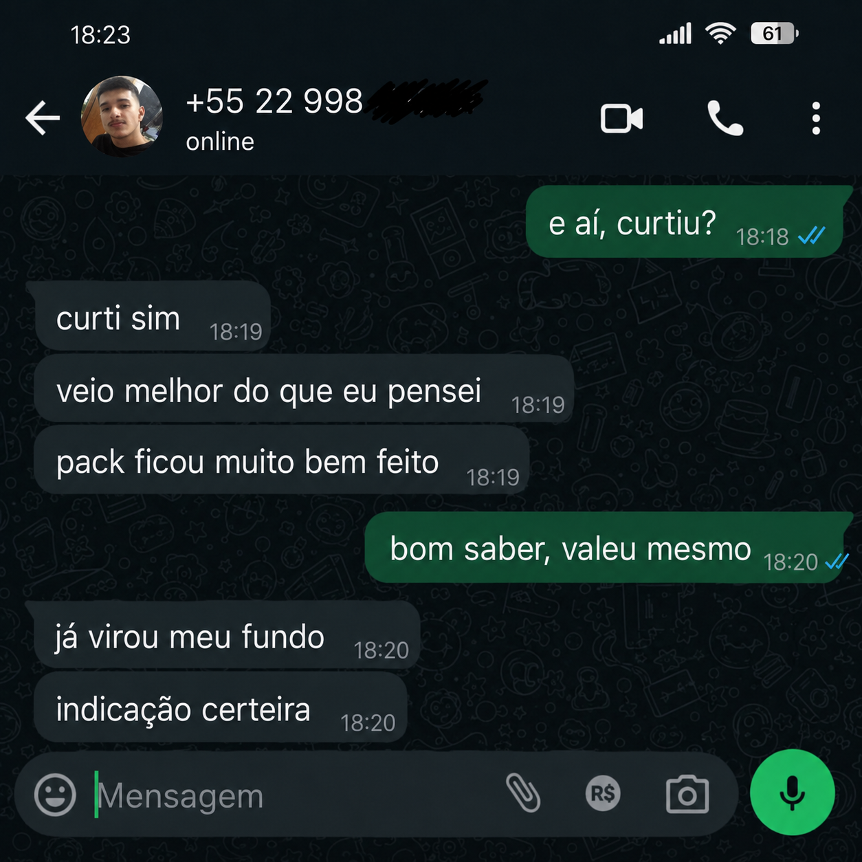 Print de conversa de cliente no WhatsApp 4
