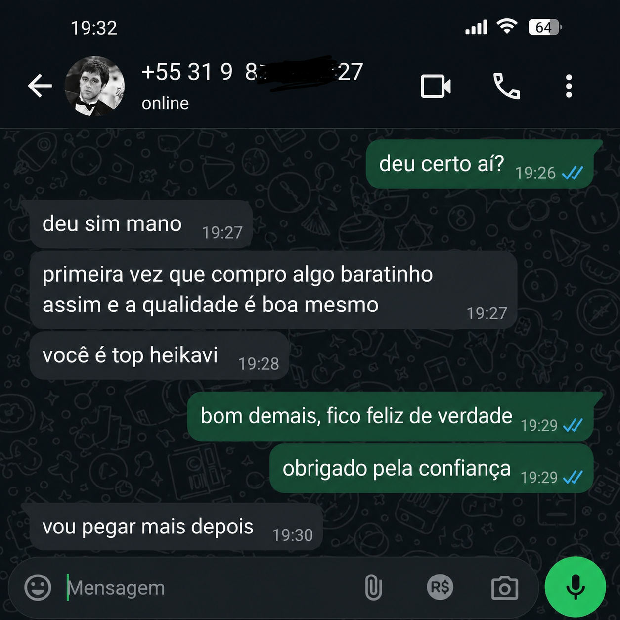 Print de conversa de cliente no WhatsApp 3